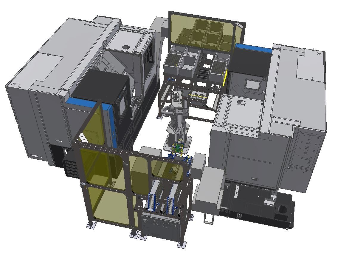 Robotizácia 2 CNC sústruhov